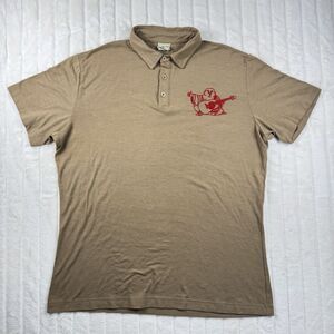 True Religion Polo Shirt Men's Large Brown 3D Buddha Logo Streetwear Skater Y2K
